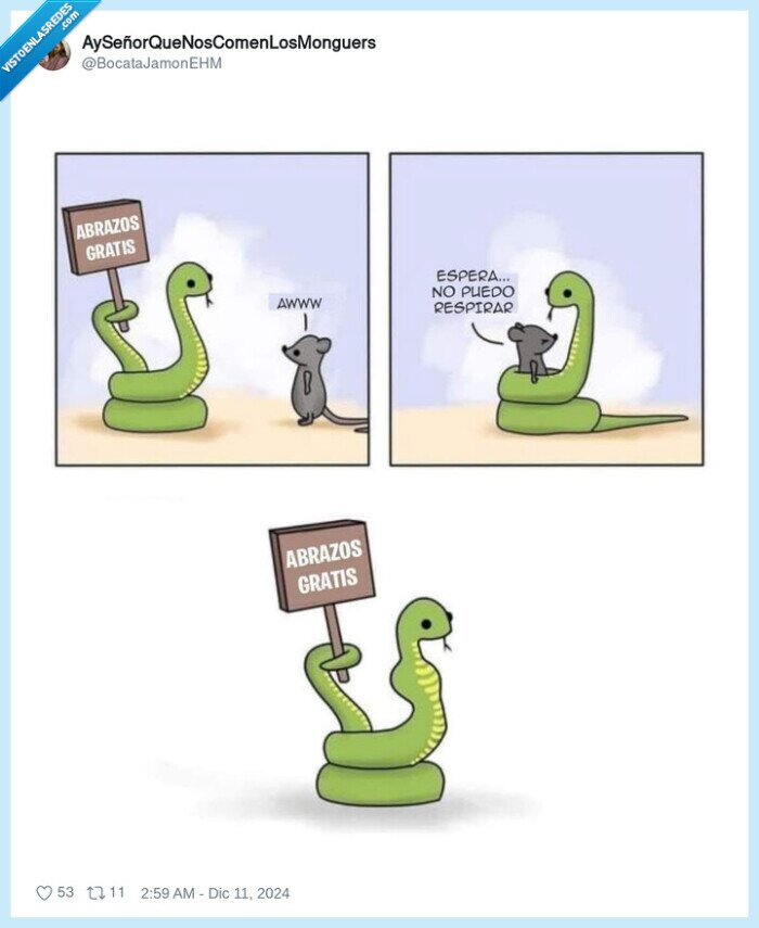 abrazos,gratis,rata,serpiente