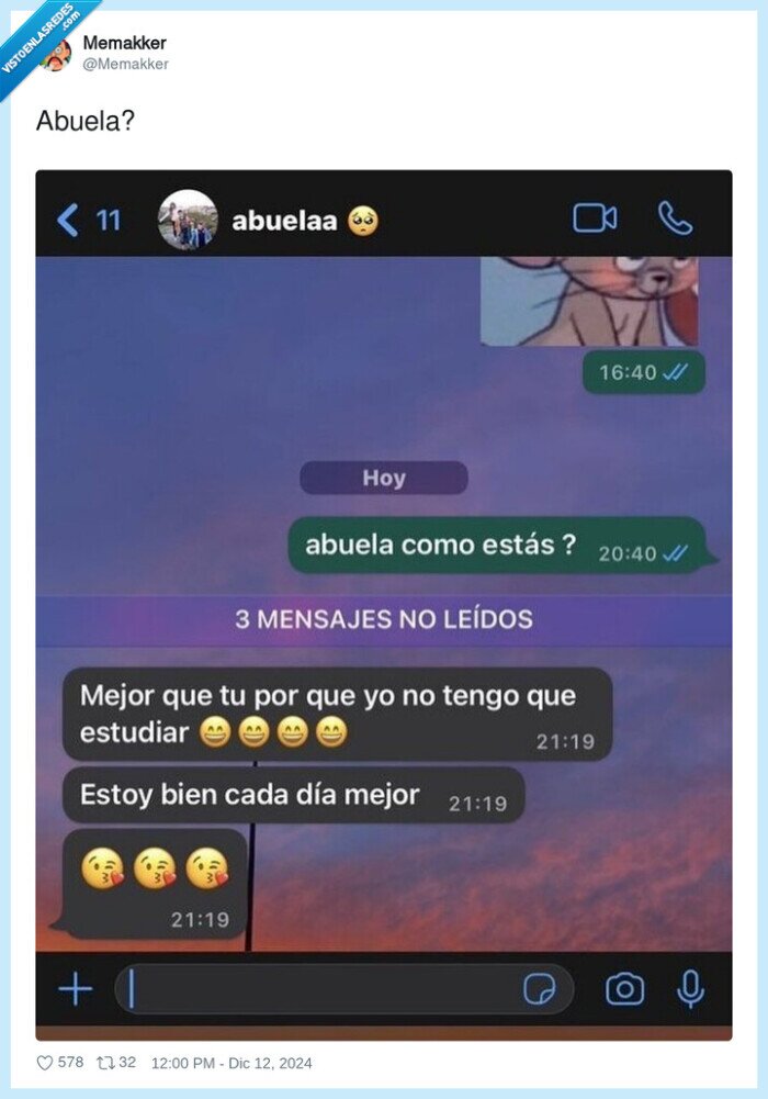estudiar,sinceridad,abuela,conversación
