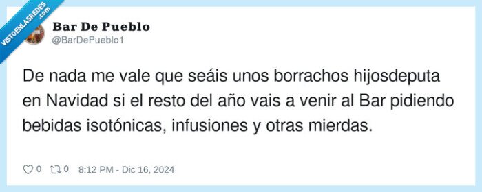 isotónicas,infusiones,borrachos,bar