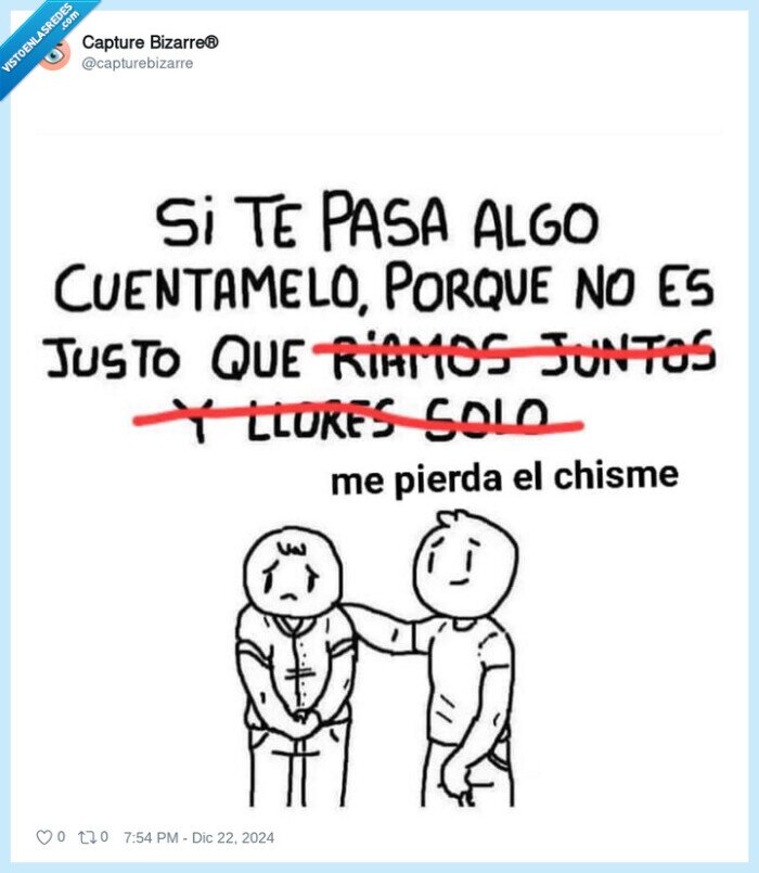 chisme,contar,reirse,llorar