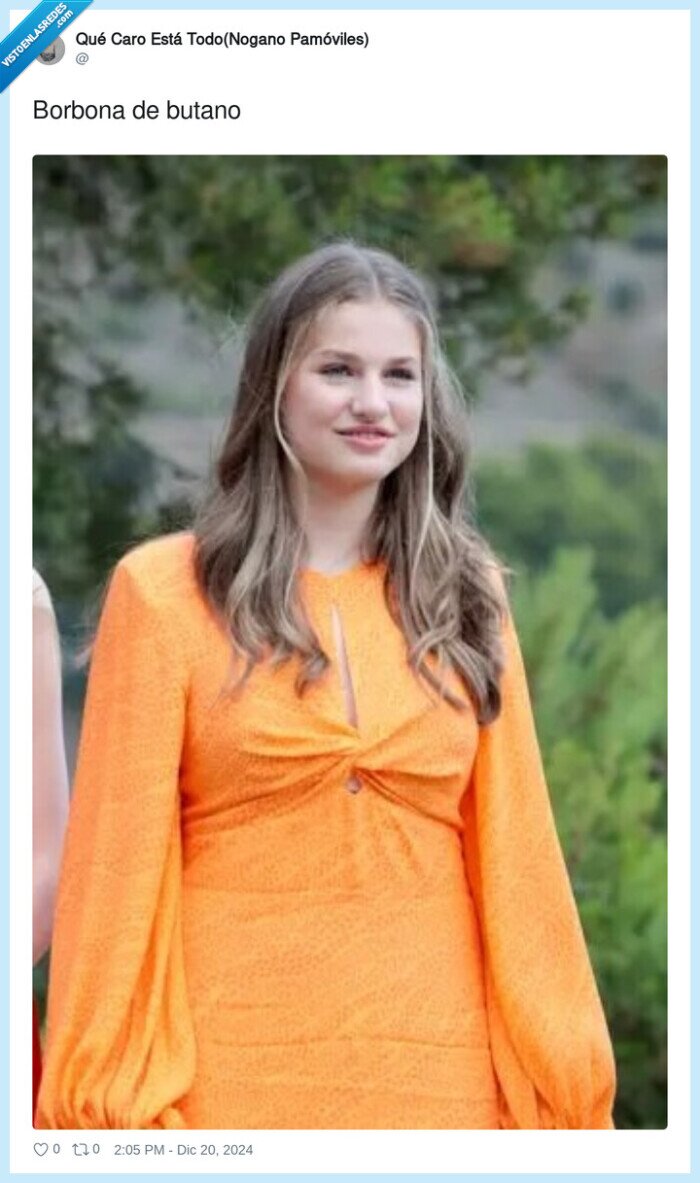 borbona,butano,leonor,naranja,vestido