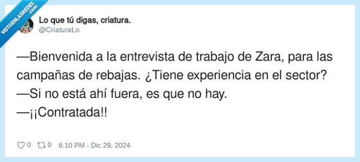 experiencia,zara,entrevista,contratada,campaña,rebajas