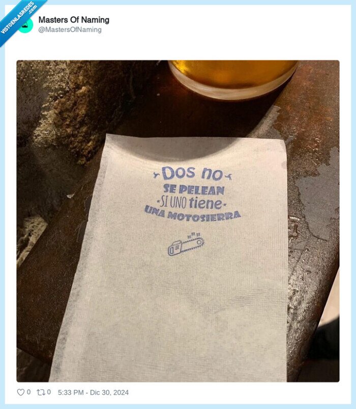 servilleta,pelearse,motosierra