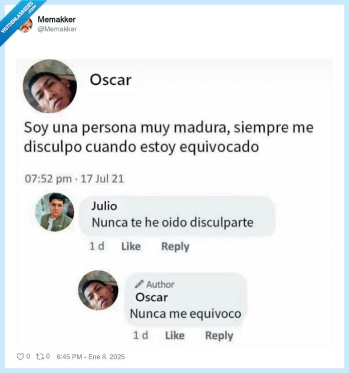 disculparse,equivocarse,nunca