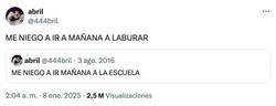 Enlace a Mirad las fechas de los dos tweets, por @444bril