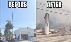 Enlace a Imágenes de las mismas calles en Los Angeles antes y después del fuego