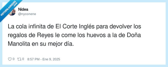 infinita,devolver,doña manolita,corte inglés,regalos
