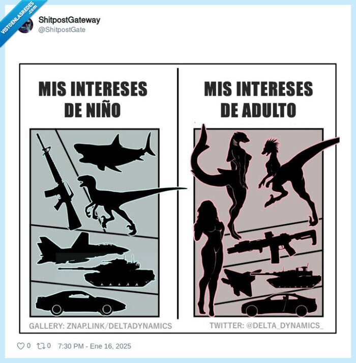 intereses,niño,adulto,coches,armas,dinosaurios