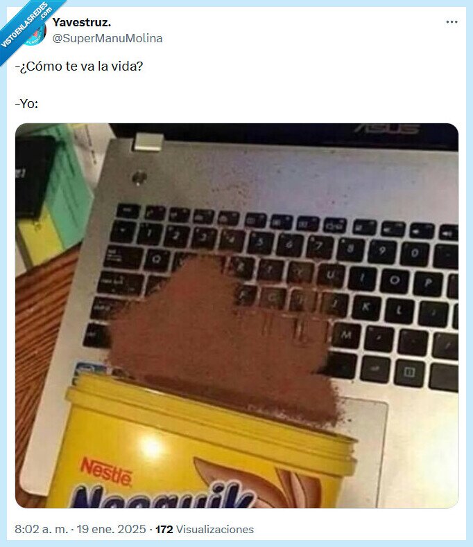 vida,nesquick,chocolate,polvo,ordenador