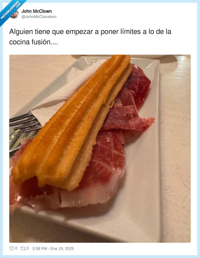 fusión,cocina,churros,jamon