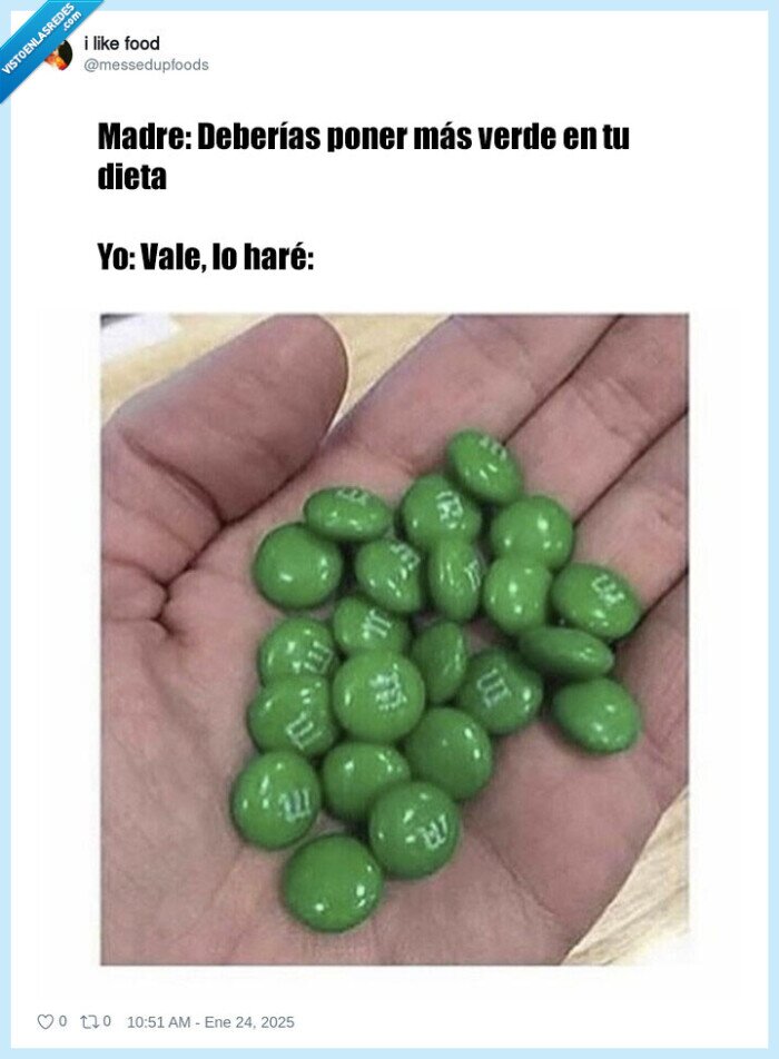m&ms,verde,dieta