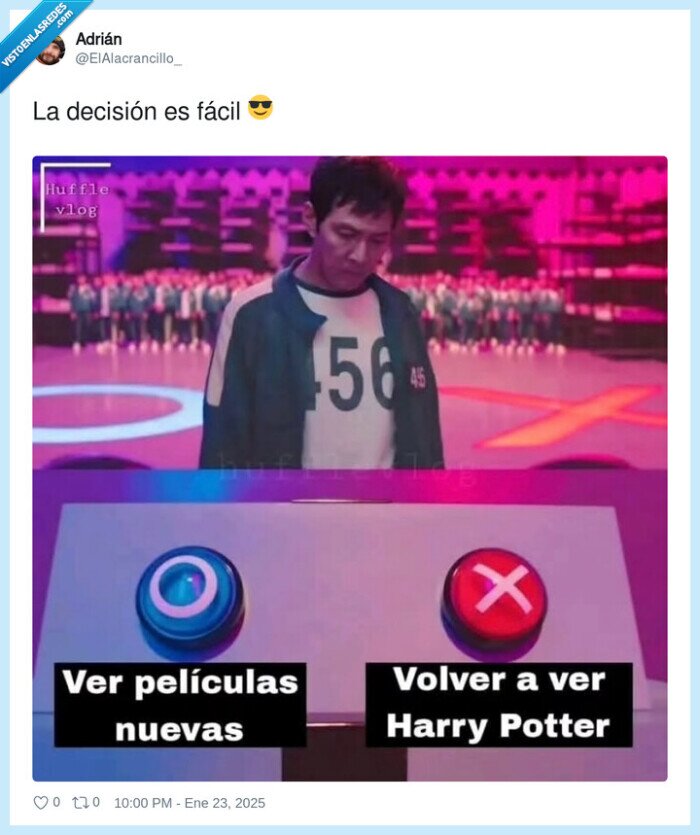 el juego del calamar,decidir,peliculas,harry potter