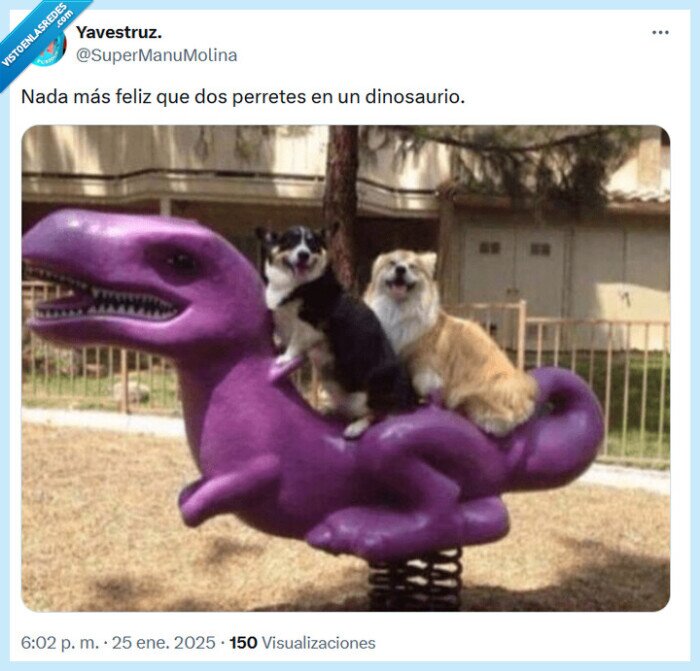 feliz,perrete,dinosaurio