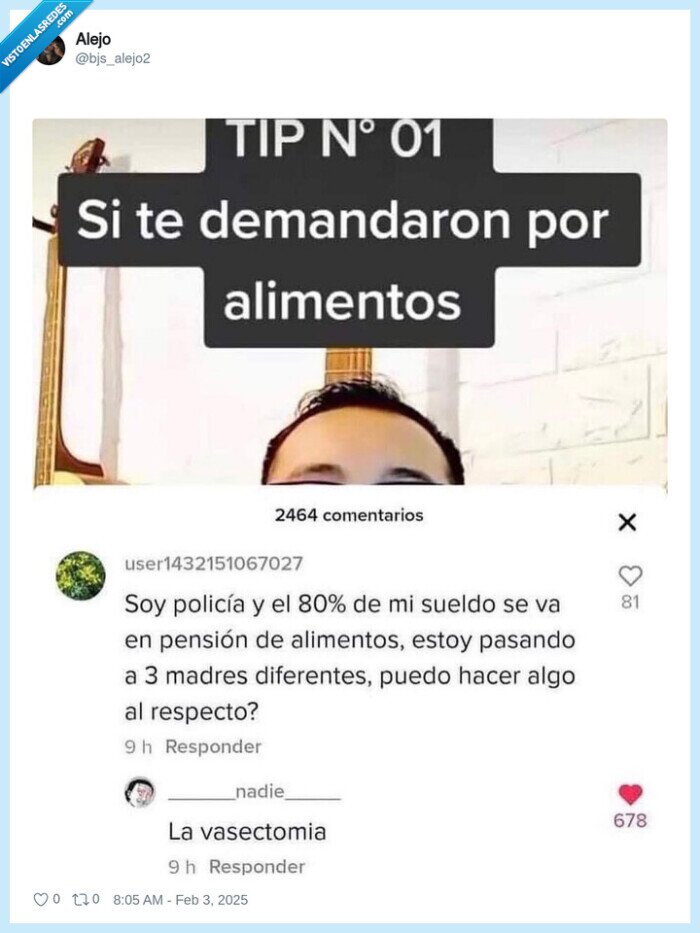 vasectomia,hijos,pension alimenticia