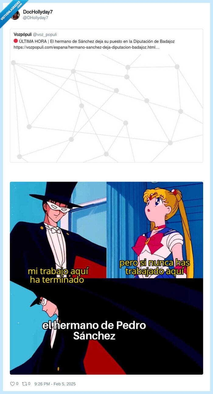 hermano,pedro sanchez,presentarse,sailor moon