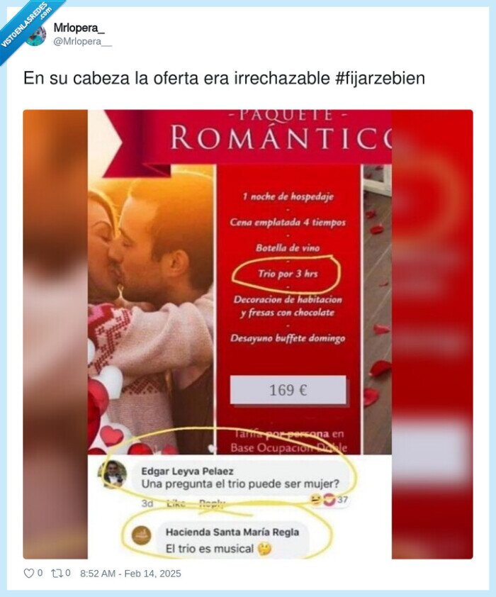 oferta,trio,san valentin