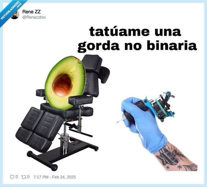 aguacate,tatuaje,no binaria,gorda