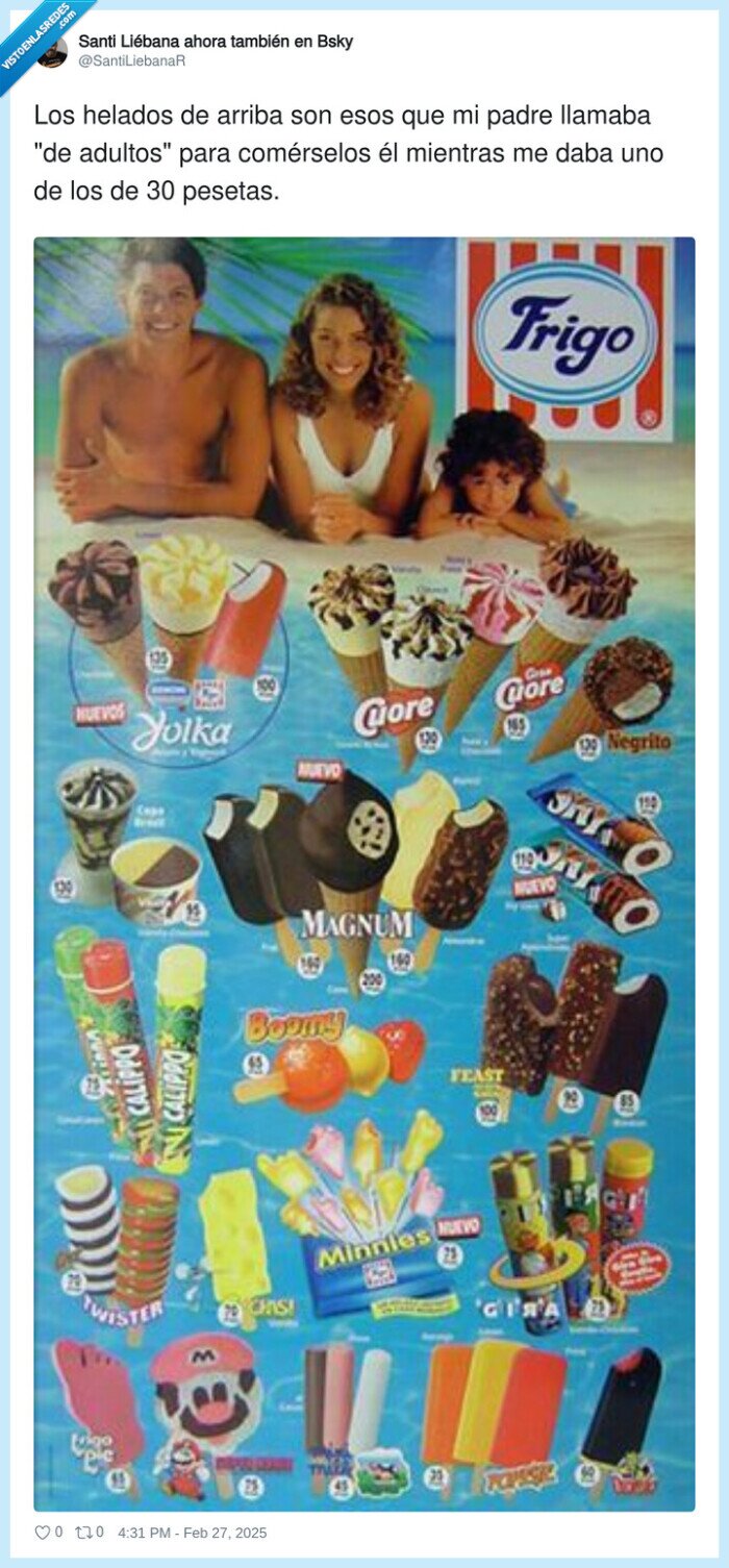 comer,pesetas,frigo,helados,adultos
