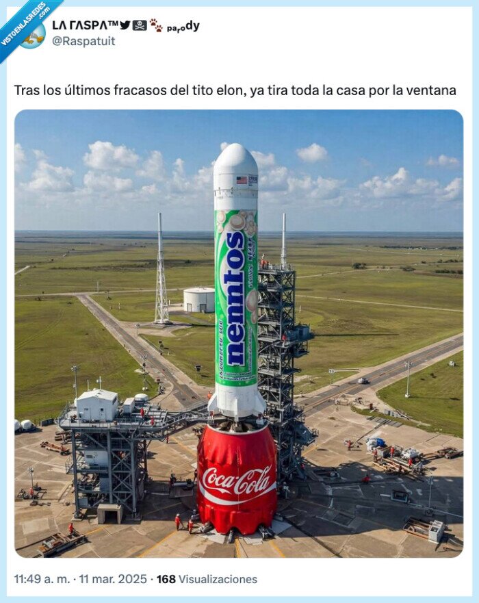 cocacola,mentos,elon musk,coete