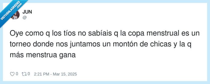 Copa menstrual,menstruar,torneo