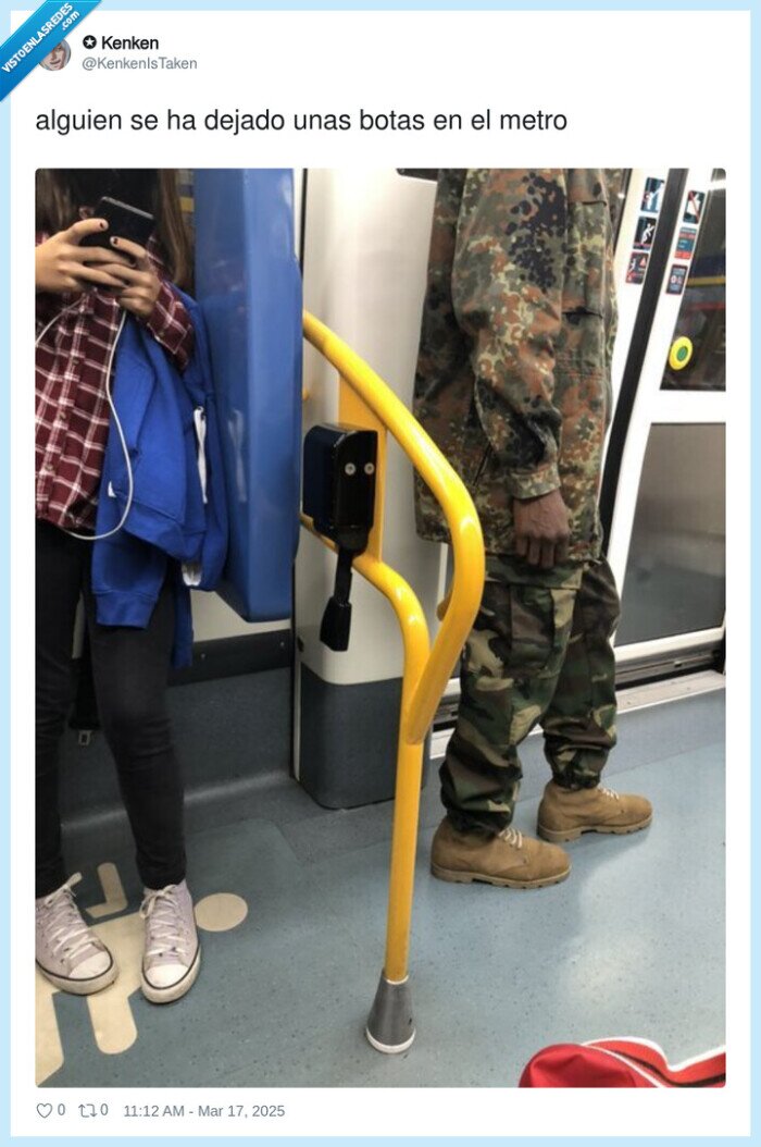 camuflaje,botas,metro