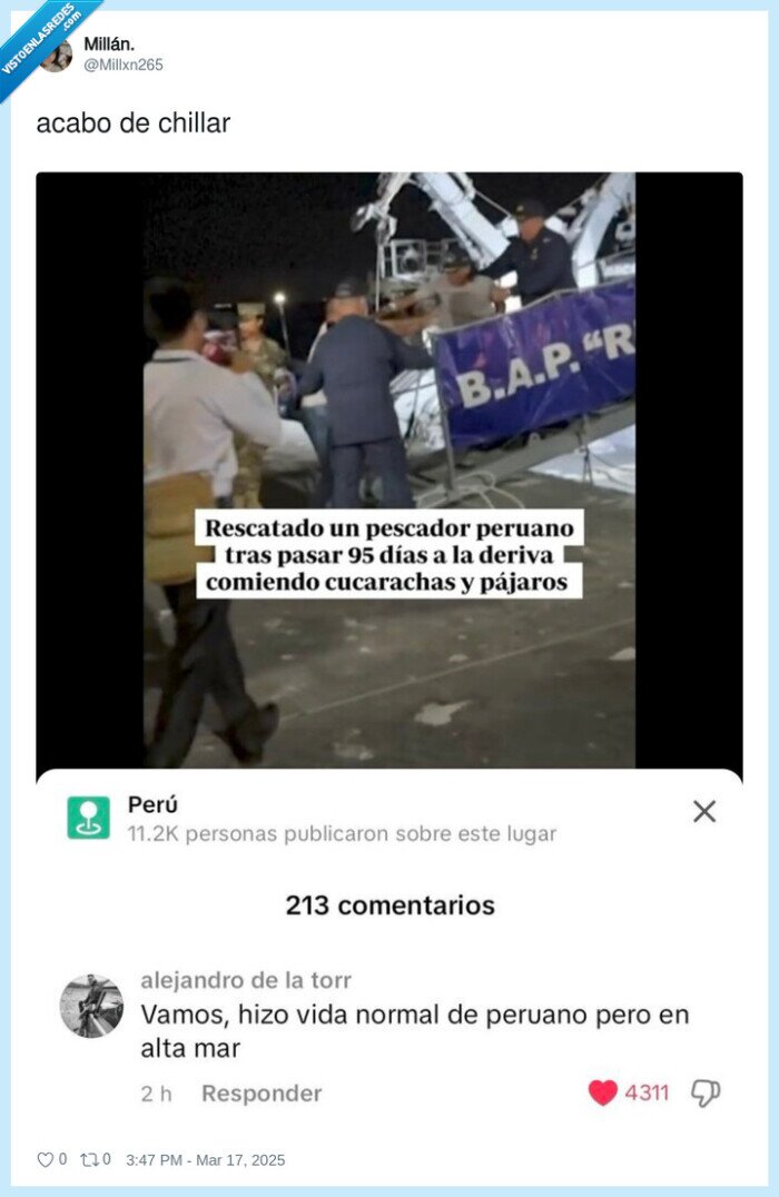 peruanos,vida normal,cucarachas,alta mar,pajaros,humornegro