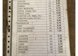 Enlace a Lal lista de precios de un bar en un pueblo cuando entró el euro