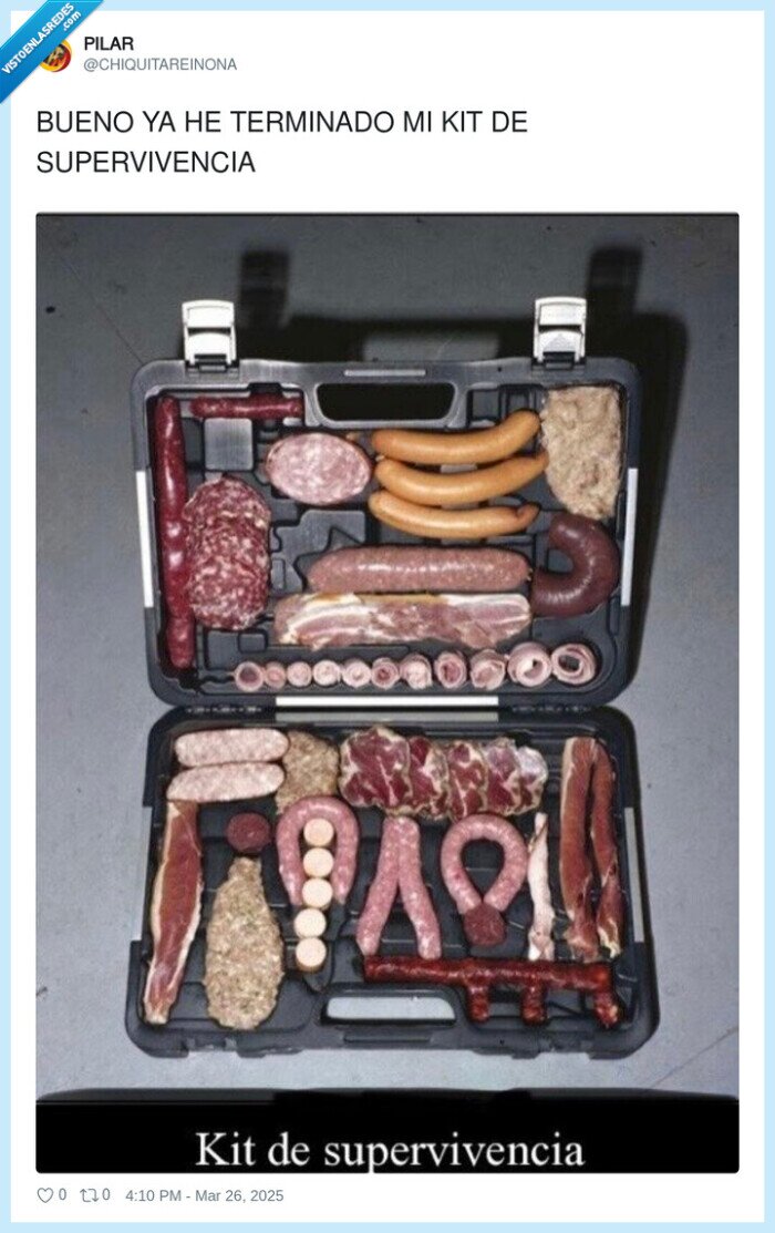 kit de supervivencia,comida,carne