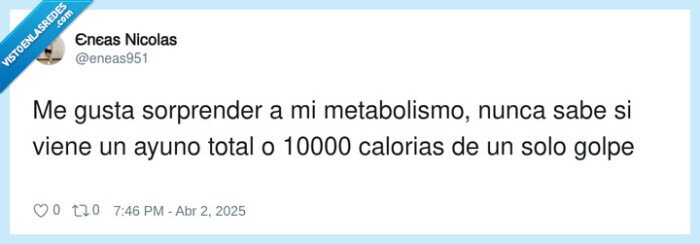 metabolismo,sorprender,calorias,gustar