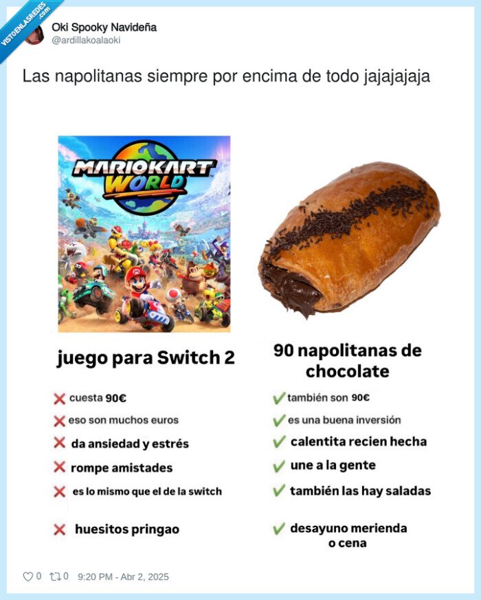 napolitanas,comparativa,nintendo switch 2,mario kart world