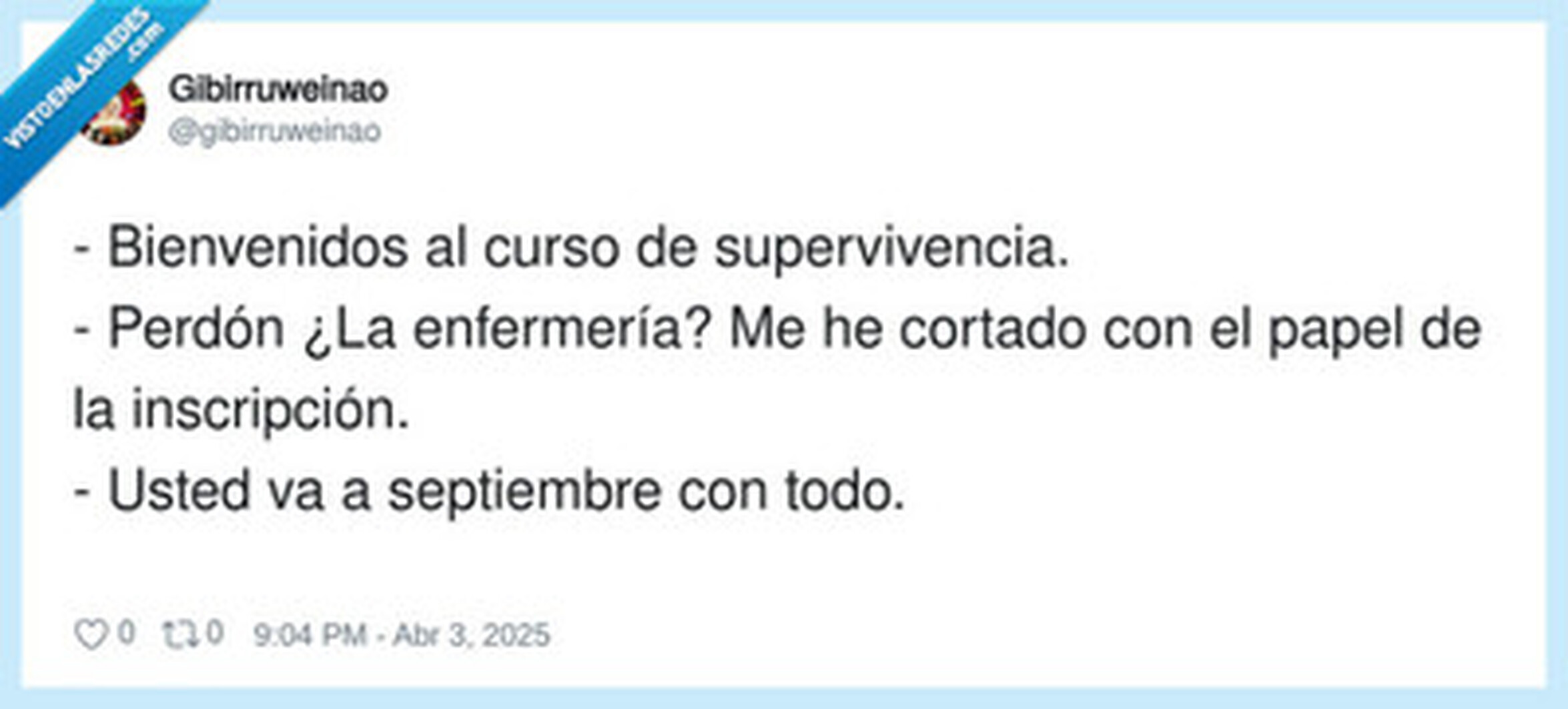 Curso de supervivencia, por @gibirruweinao