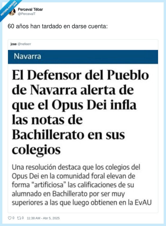 navarra,opus dei,bachillerato,notas,inflar