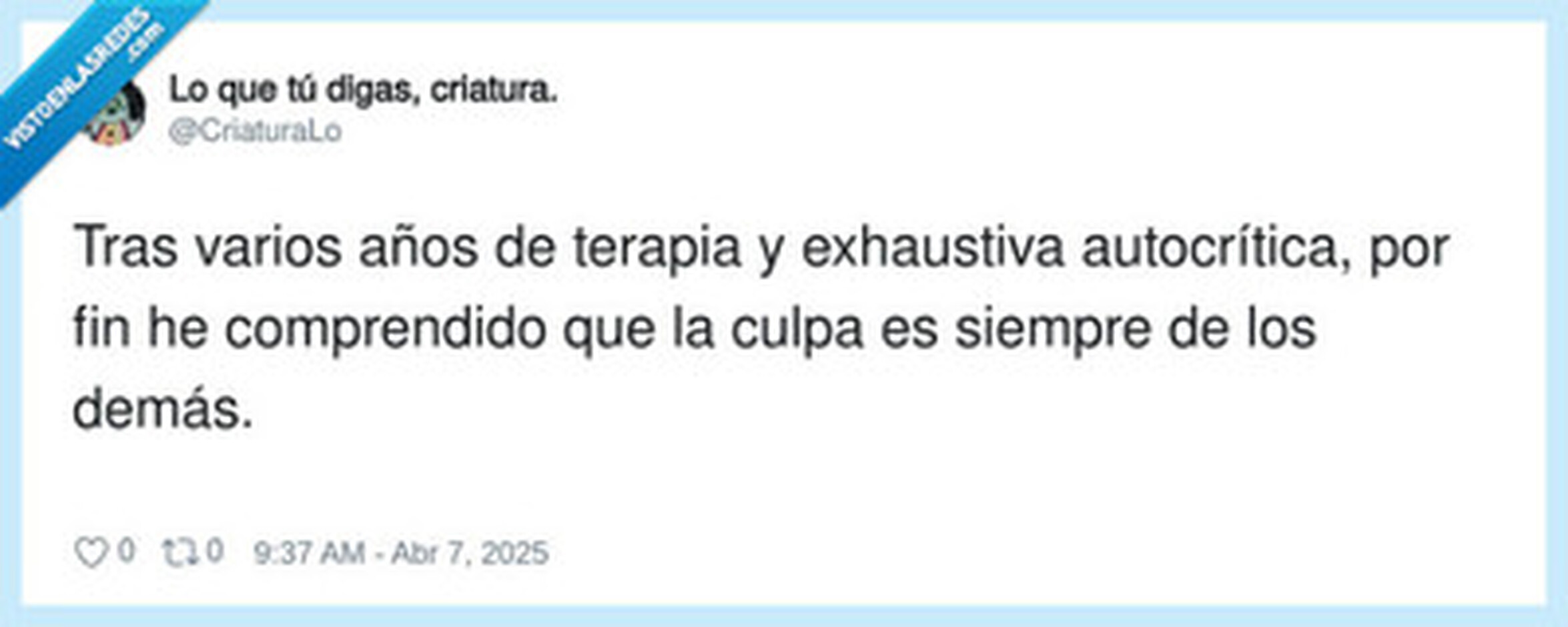 Bien la terapia veo, por @CriaturaLo