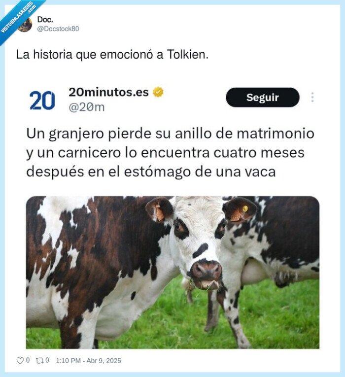 emocionar,historia,tolkien,anillo,vaca