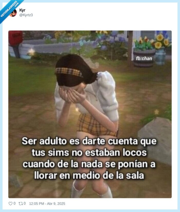 sims,llorar,de la nada
