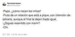 Enlace a No tengáis hijos para salvar relaciones, por @Runnercervecero