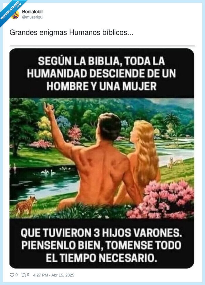 enigmas bíblicos,adan,eva,hijos,humanos