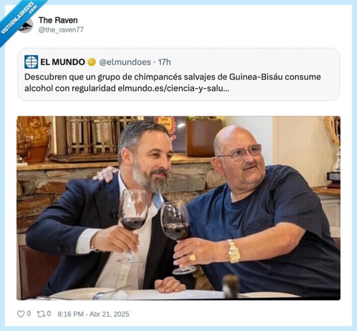 chimpancés salvajes,borrachos,alcohol,dandy de barcelona,abascal