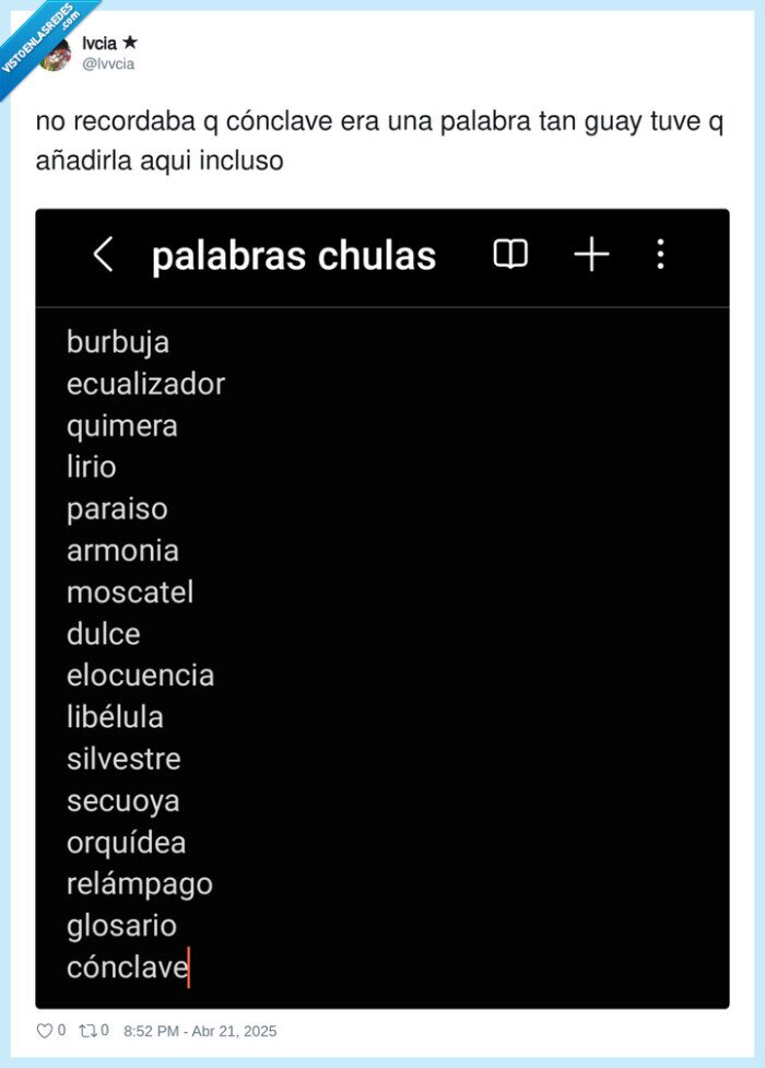 lista,cónclave,añadir,palabra