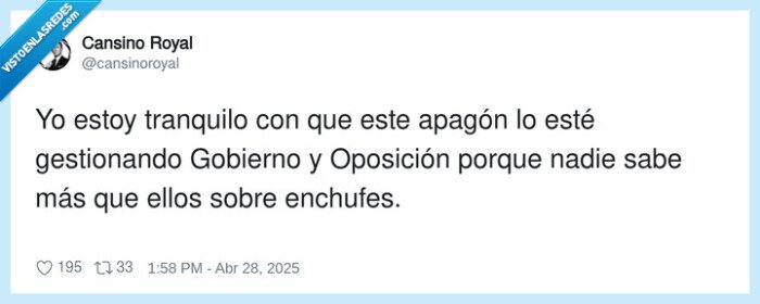 gestionando,oposición,tranquilo,gobierno,enchufes,apagón