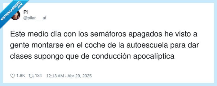 apocalíptica,conducción,autoescuela,semáforos,apagados,madrazo,apagon