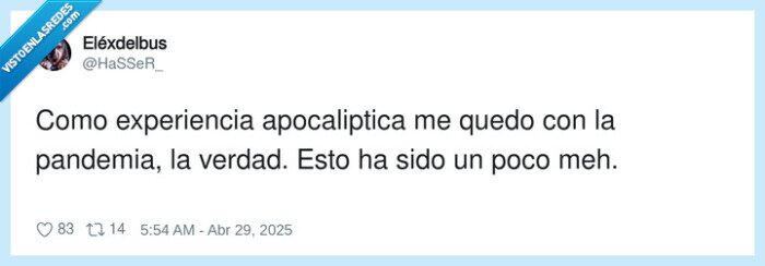 experiencia apocaliptica,pandemia,apagon