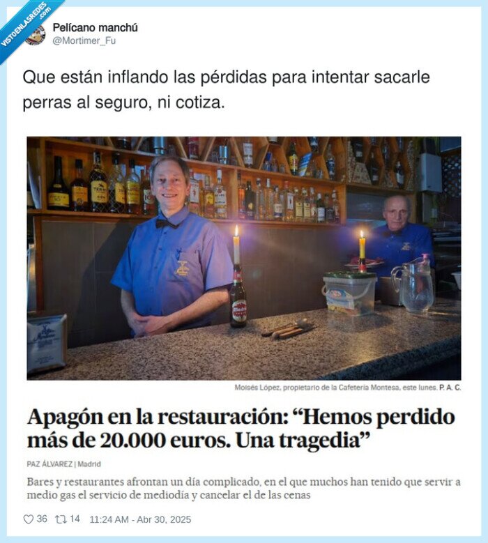 pérdidas,inflando,apagon,seguro,restaurantes