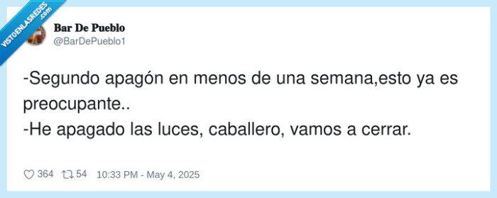 semana,preocupante,bar,segunda vez,apagón