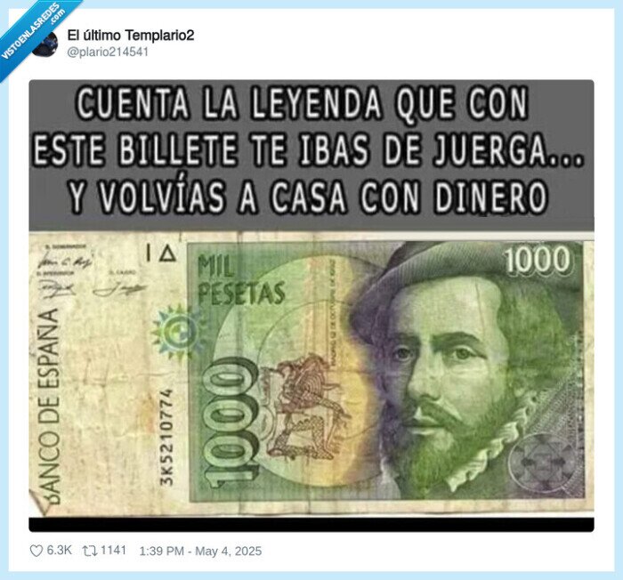 1000 pesetas,juerga,salir,fiesta,billete