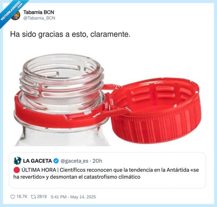 tendencia,revertida,cambio climatico,tapon,botellas