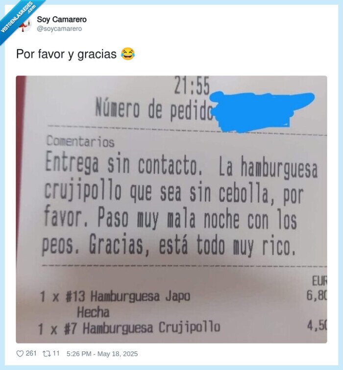 entrega,pedido,hamburguesa,cebolla