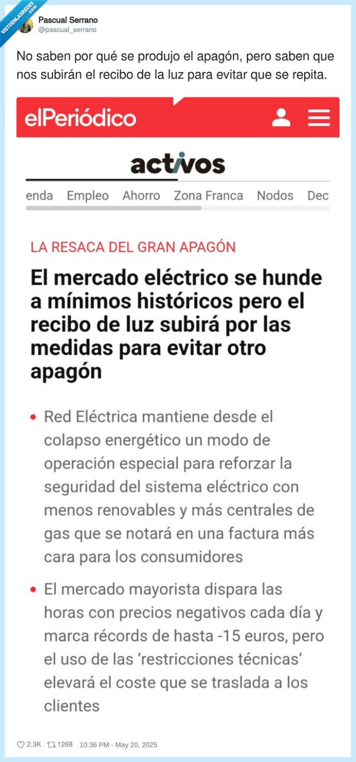 apagón,subir,precio,electricidad,recibo