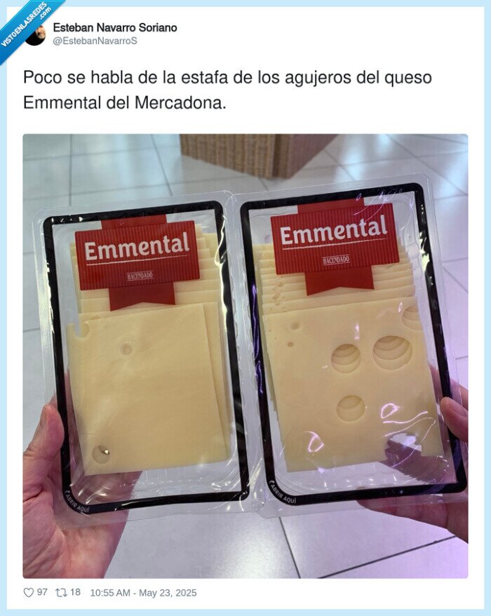 mercadona,agujeros,emmental,estafa,queso