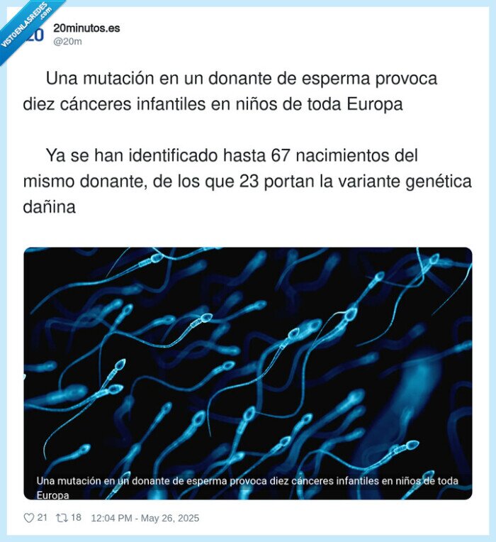 identificado,nacimientos,infantiles,genética,cánceres,mutación,donante,esperma